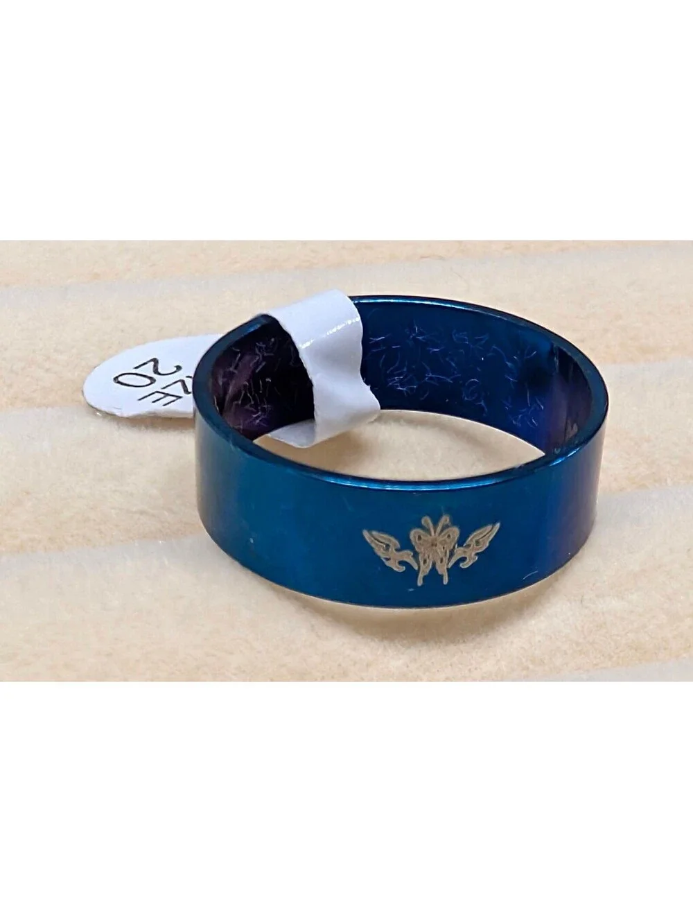 New Stainless Steel Blue Floral Engraved Stainless Steel Band Ring Plus Size 10